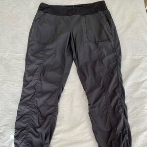 Shambhala Ruched Woven Active Pants.  Marks Work Wearhouse.  Size L. Dark Grey